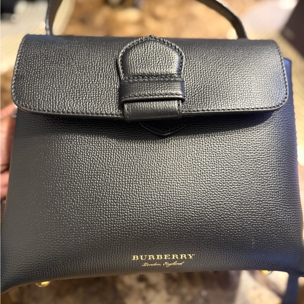 Burberry Black Textured Leather Shoulder Bag